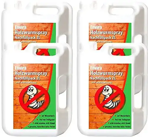 Holzwurm-Ex Envira Holzwurm-Spray – Holzwurm Ex 4x 2 Liter