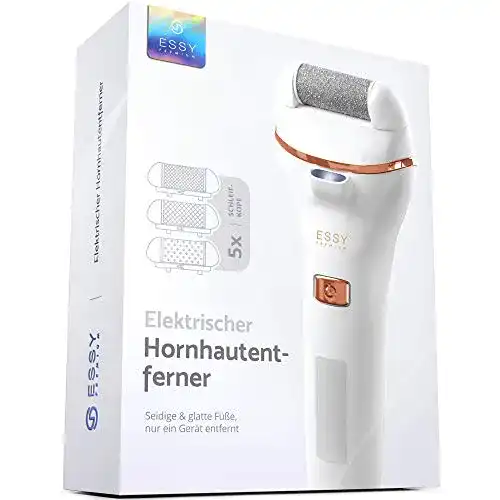 Hornhautentferner Essy Elektrisch Testsieger mit 5 Ersatzrollen Hornhaut Entfernen Elektrischer Fußpflegegerät Pediküre Set Elektronisch Fußpflege Hornhautfeile Electric Foot File