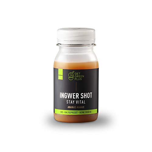 Ingwer-Shot get green plus – Kaltgepresste Bio-s „Mango-Ananas“