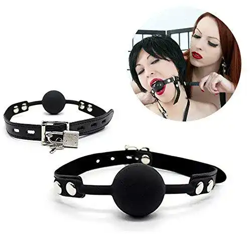 Knebel Kingsnow Silicone Ball Gag, mit Sperre Schlüssel (Schwarz)
