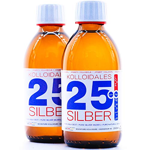 Kolloidales Silber PureSilverH2O 600ml 25ppm 2 * 250ml & Spray