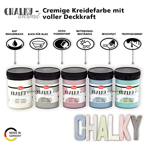 Kreidefarbe Viva Decor ® Chalky Deckend 5er Set 5 x 100 ml