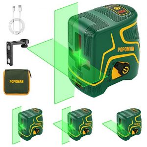 Kreuzlinienlaser grün TECCPO 45m, 3-Lasermodul, USB Aufladung