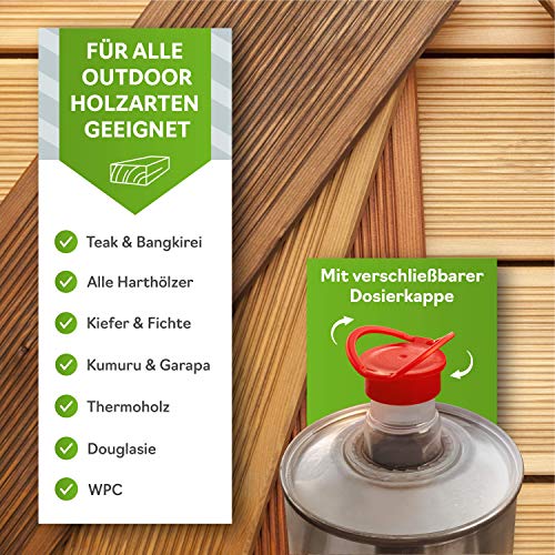 Lärchenöl Nordicare Holzöl (1L) Außenbereich für Lärche, Eiche, Teak