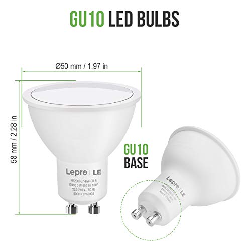 LED-Lampen LEPRO GU10 LED Lampe, 5W 450 Lumen LED 5er Pack