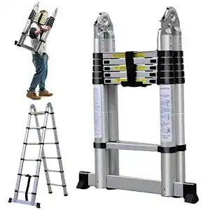 Mehrzweckleiter 3,8m(1,9+1,9M) Aluminum Alu Teleskopleiter