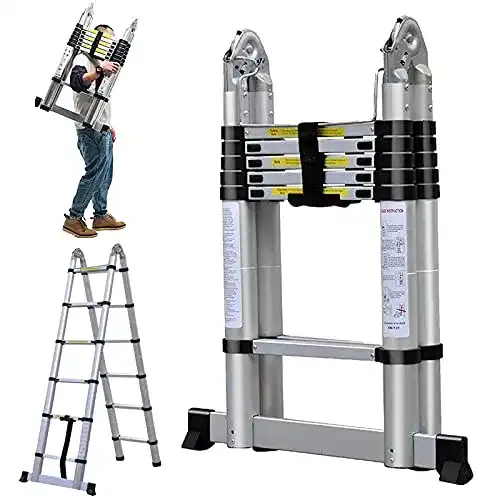 Mehrzweckleiter 3,8m(1,9+1,9M) Aluminum Alu Teleskopleiter