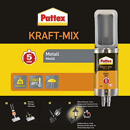 Metallkleber Pattex Kraft-Mix Metall, metallfarben aushärtend 35g