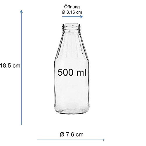 Milchflasche mikken 12 x Glasflasche 500 ml, Flasche inkl. Trichter