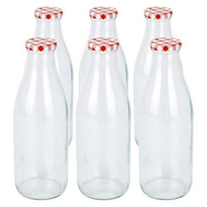 Milchflasche WELLGRO 1 Liter Glas Flasche mit Schraubdeckel