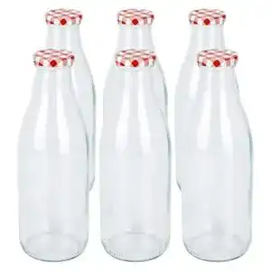 Milchflasche WELLGRO 1 Liter Glas Flasche mit Schraubdeckel