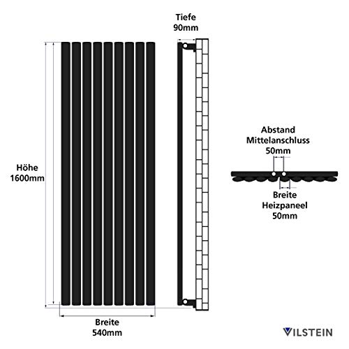 Paneelheizkörper VILSTEIN Flachheizkörper, einlagig, 1600×540 mm