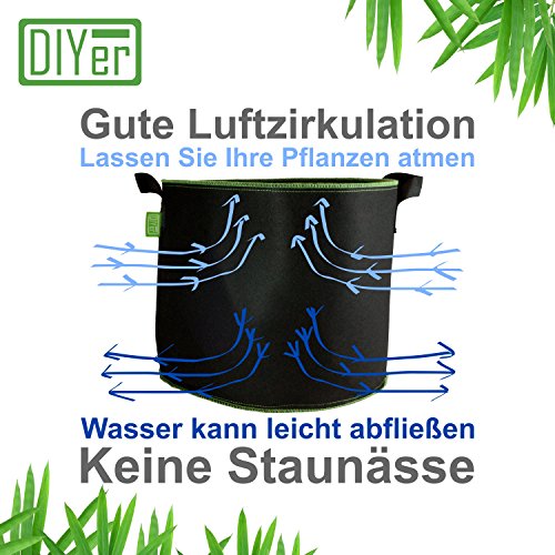 Pflanzsack DIYer aus Vliesstoff – 3 Gallonen, ca. 12 Liter – 3er Pack