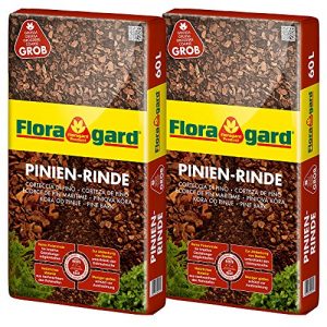 Pinienmulch Floragard Mulch Pinienrinde 25-40 mm 2×60 L • grob