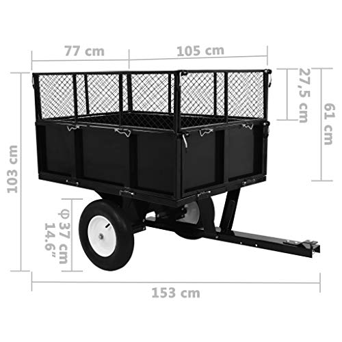 Rasentraktor-Anhänger Festnight Gartenwagen 300 kg Last