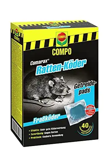 Rattengift Compo Cumarax Ratten-Köder, Getreidepads, Fraßköder