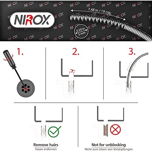 Rohrreinigungsspirale Nirox 3m x 5mm – Rohrspirale teilgummiert