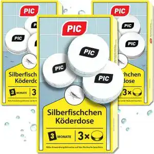 Silberfischfalle PIC – Silberfisch-Köderdose – Silberfische (9 Dosen)