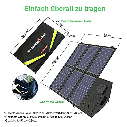 Solaranlage Garten X-DRAGON Tragbares Solarladegerät 40W