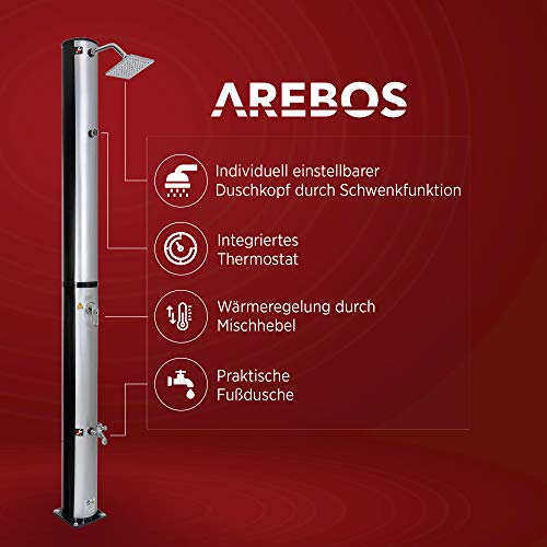 Doccia solare Arebos | 37 litri | 199 cm | termometro integrato