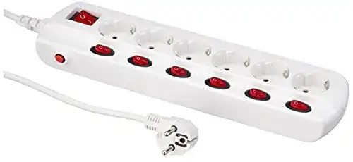 Steckdosenleiste (einzeln schaltbar) Electraline 62503 Power 6 fach