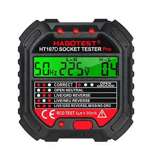Steckdosentester Montloxs GFCI- mit Spannungsanzeige 90-250 V