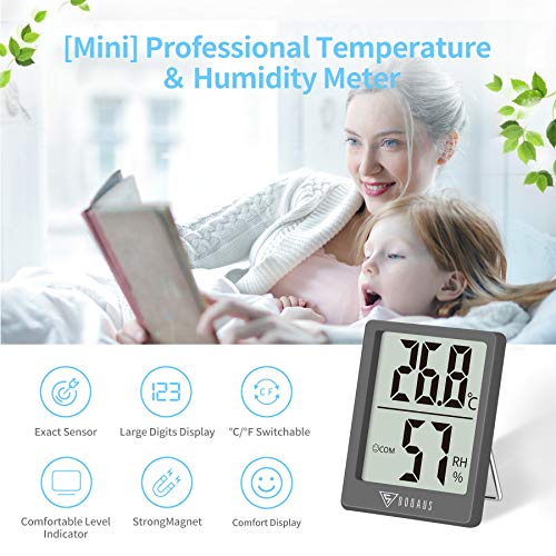 Thermometer DOQAUS Innen, Digitales Mini Thermo Hygrometer