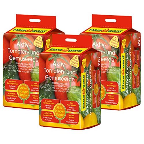 Tomatenerde Floragard Aktiv-Tomaten- und Gemüseerde 3×20 L