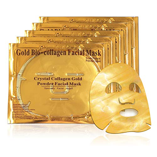 Die beste tuchmaske lesb 5pcs 24k gold gel collagen facial masks sheet Bestsleller kaufen