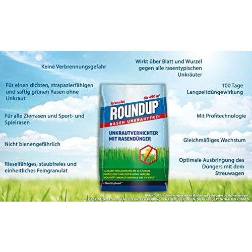 Unkrautvernichter Roundup Rasen-Unkrautfrei Rasendünger, 2in1