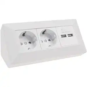 USB-Steckdose ChiliTec Steckdosenblock Ecksteckdose mit 2x USB