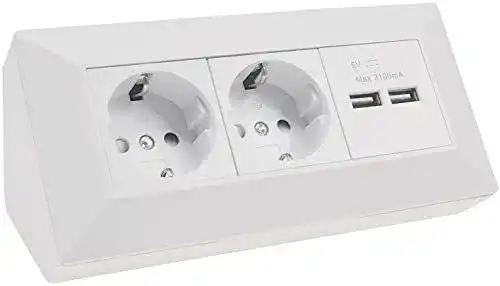USB-Steckdose ChiliTec Steckdosenblock Ecksteckdose mit 2x USB