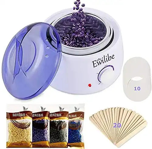 Wachswärmer Ewilibe Wachs Haarentfernung Waxing Set, 4*100g