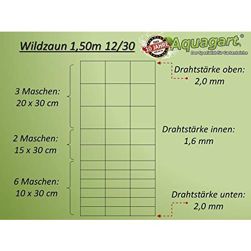 Weidezaun Aquagart Praktischer Wildzaun 50m von 150/12/30 I
