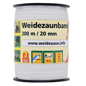 Weidezaun VOSS.farming band 200m, 20mm, 4×0,16 NIRO, weiß