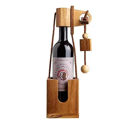 Weinflaschenhalter Casa Vivente Flaschenpuzzle aus dunklem Holz