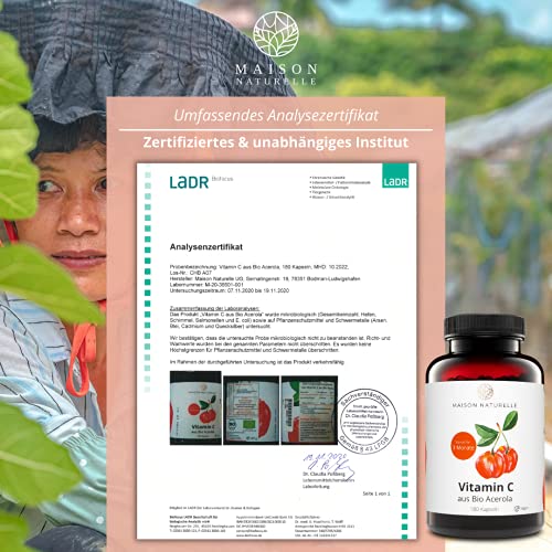 Acerola Maison Naturelle ® Vitamin C Kapseln aus Bio (180 Stück)
