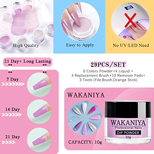 Acryl-Pulver wakaniya Dip Powder Nail Kit, 8 Farben, Starter Kit