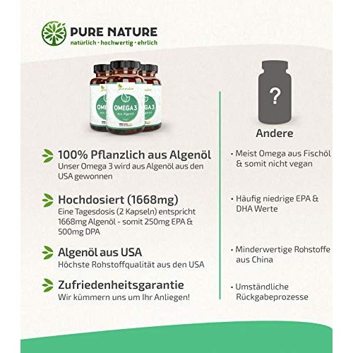 Algenöl-Kapseln Pure Nature , natürlich, hochwertig, 60 Kapseln