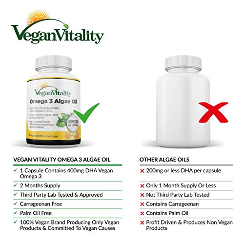 Algenöl Vegan Vitality Vegan Omega-3 Fettsäuren, 60 Kapseln