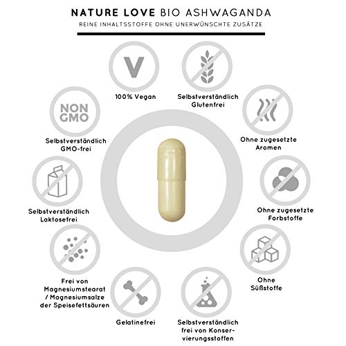 Ashwagandha Nature Love ® Bio – Hochdosiert mit 1950mg