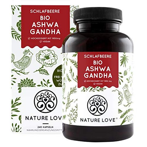 Ashwagandha Nature Love ® Bio – Hochdosiert mit 1950mg