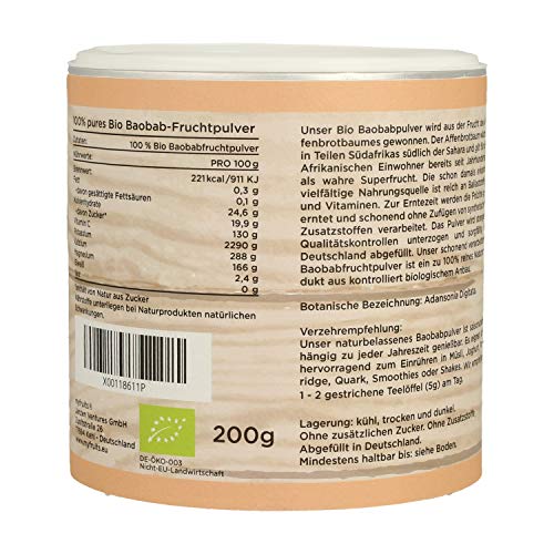 Baobab myfruits ® Bio Pulver, ohne Zusätze, 200g