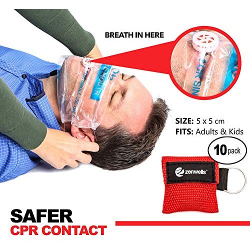 Beatmungsmaske Zenwells Schlüsselanhänger 10 Stück (rot) – CPR