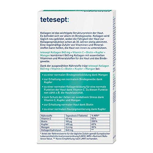 Bindegewebe-Tabletten tetesept Kollagen 840 mg, 30 Tabletten