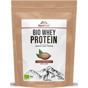 Bio Whey Protein AlpenPower, Kakao, ohne Zusatzstoffe, 500 g