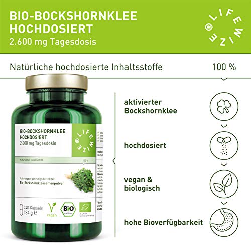 Bockshornklee LifeWize ® 240 Bio Kapseln Aktiviert, hochdosiert