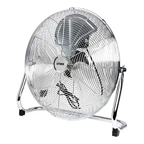 Bodenventilatoren STIER Ventilator, 145 W, Bodenventilator in Metall-Optik, Durchmesser 50 cm, 3 Ventilationsstufen Geschwindigkeitsstufen, für Innen- und Außen geeignet, Kraftvoll, stabiler Standfuß, ideal für Büro