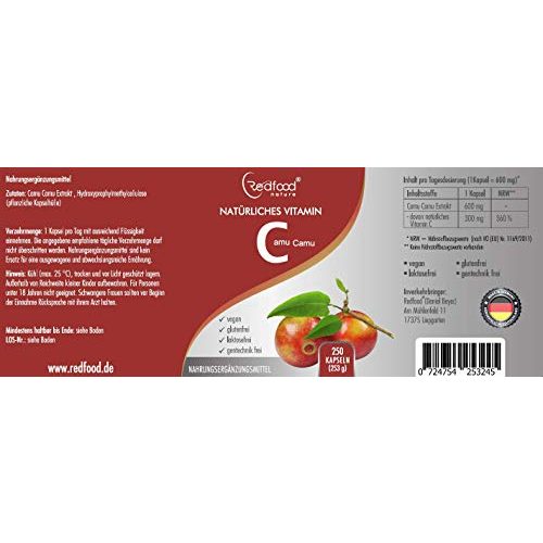 Camu Camu Redfood Extrakt Hochdosiert XXL Dose 250 Kapseln