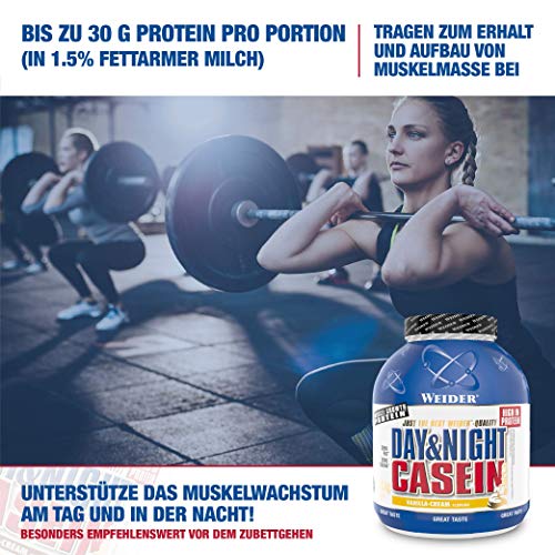 Casein Weider  Day & Night Proteinpulver, Vanille-Sahne, 1,8kg